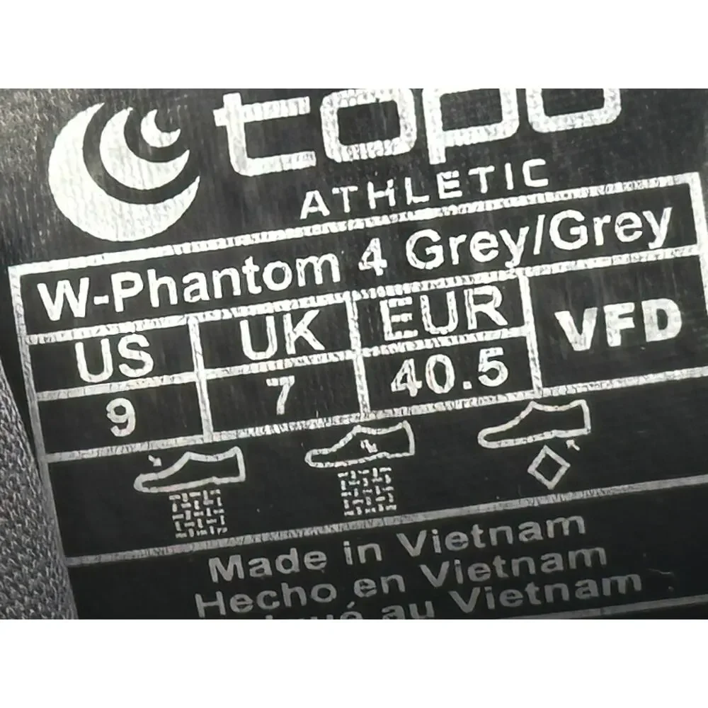 Topo Athletic Phantom 4 Athletic Sneaker Women's 9 Gray Mesh Running Training